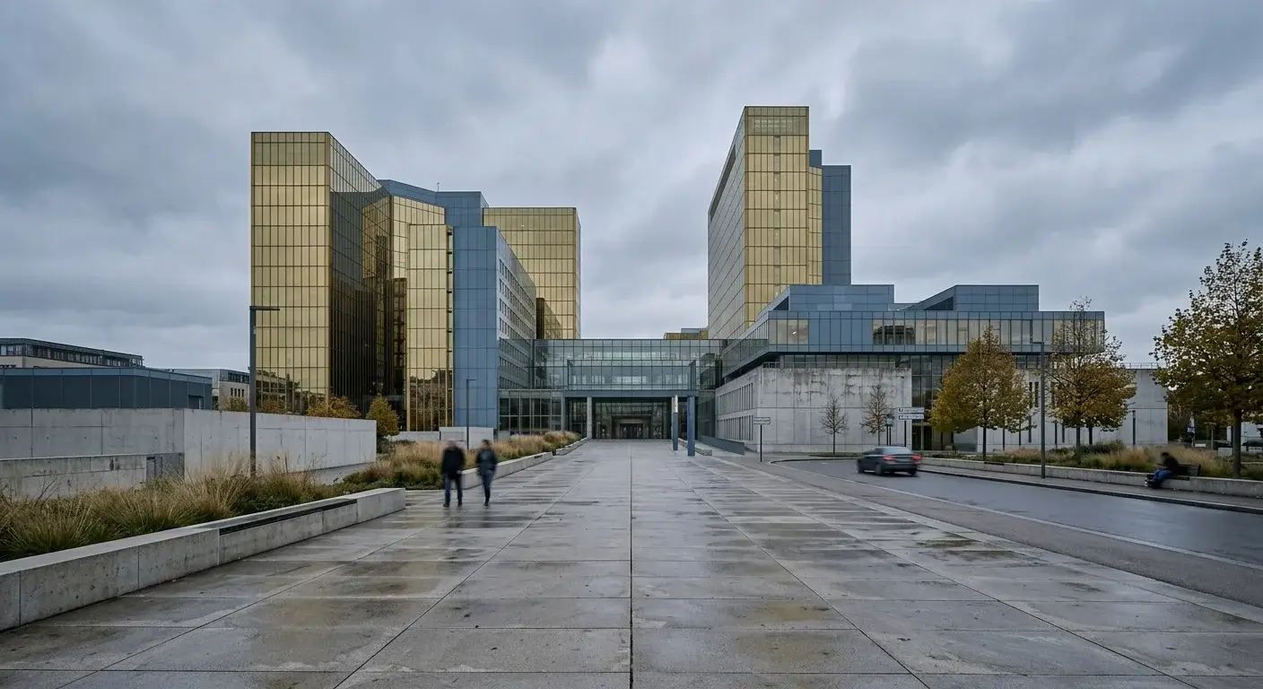 Gebäude des Europäischen Gerichtshofs in Luxemburg in nüchterner Aufnahme